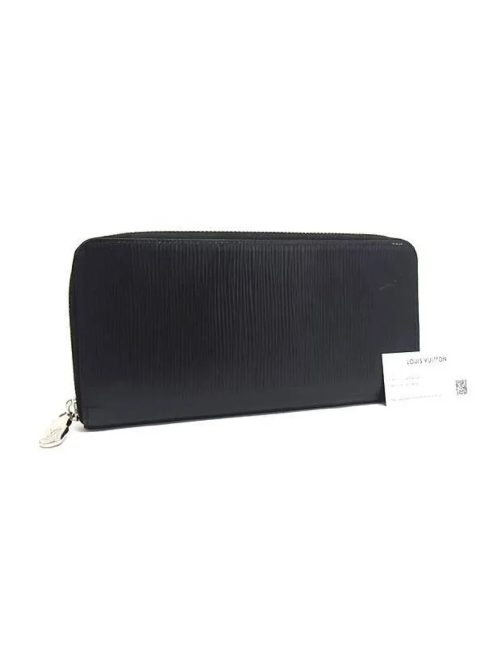 Louis Vuitton Wallet Epi Zippy Vertical Noir Leather Round Silver
